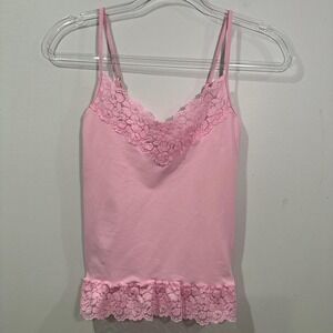 Y2K Pink lace cami tank top SMALL with adjustable straps Banana Republic